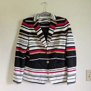Tommy Hilfiger Striped Black white Red Women's Blazer Suit Jacket size 0 / XS